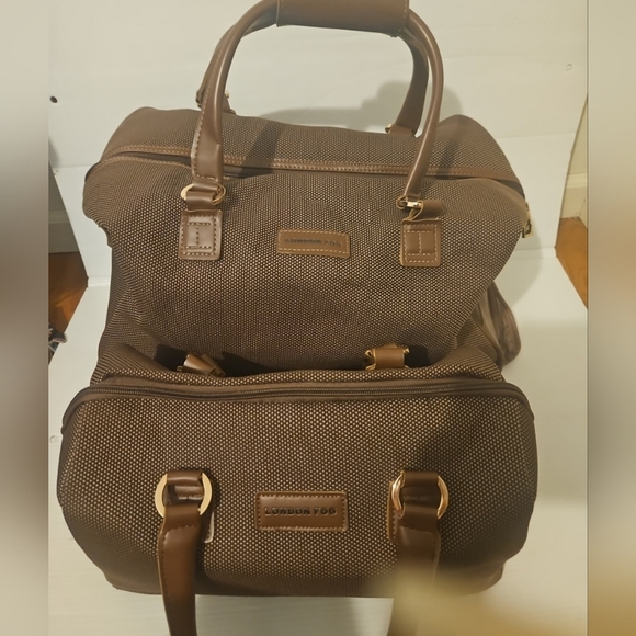 London Fog Oxford Houndstooth 2Piece Carry-On Luggage SetWheeled  Airln Approved - Picture 1 of 11